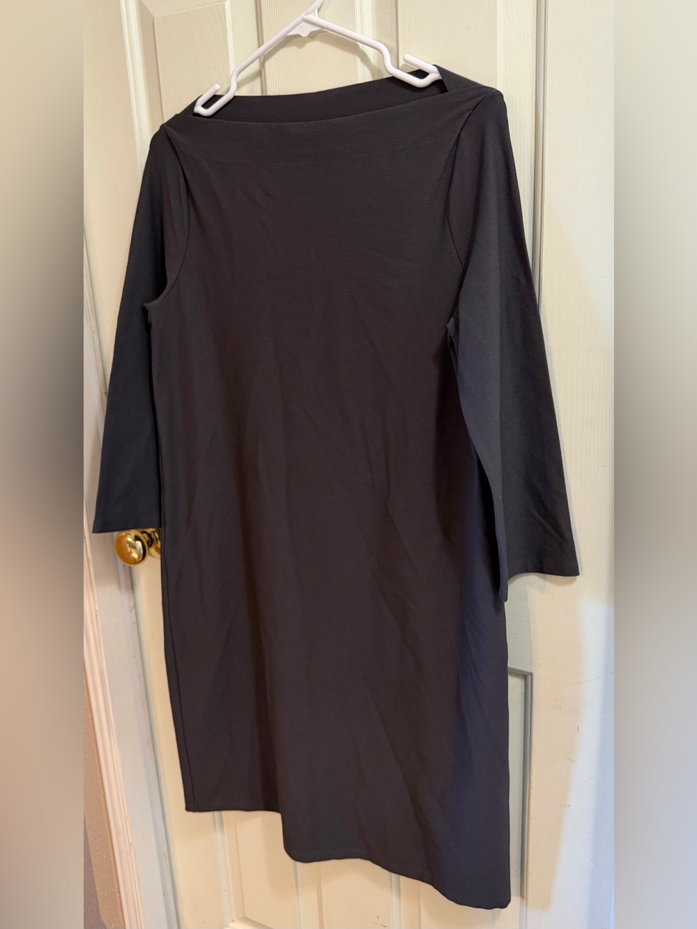 Eileen Fisher Charcoal Bateau Neck Long-Sleeve Dress | Quiet Luxury Chic | S - Picture 2 of 6